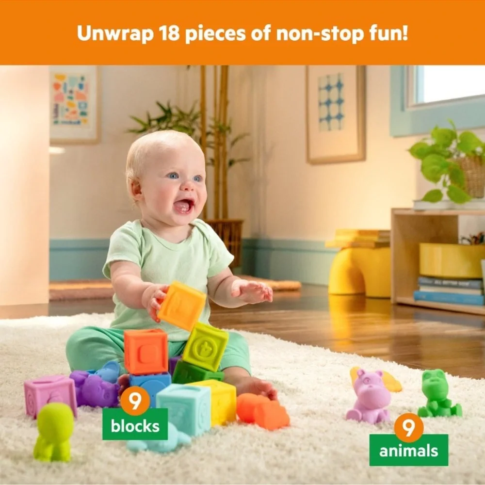 Bright Starts Block and Buddies Holiday Baby Toy Gift Set - 18pc